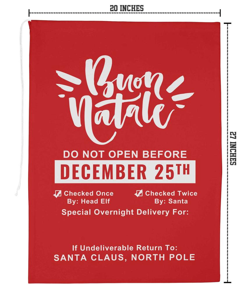 Printtoo 2 шт. Большие мешки Санты с завязками на шнурке, холщовые рождественские подарочные пакеты для детей, Рождество 27x20 дюймов