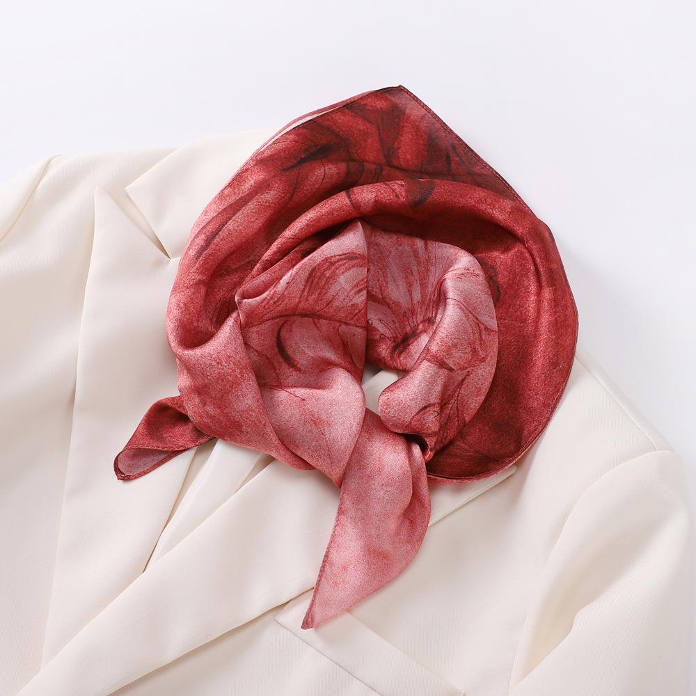 Spring And Summer Satin Long Scarf For Women Sunscreen Shawl Fashionable Beauty Scene Satin Long Scarf Versatile Travel Scarf