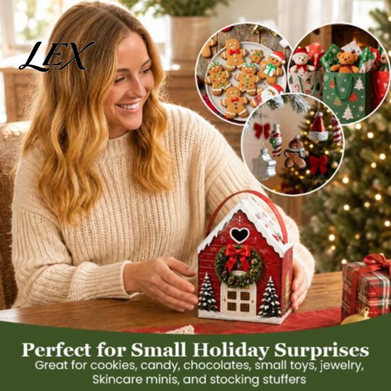 Holiday Celebration Present Holders Christmas Wonderland Cottage Gift Box, House Shaped Paper Treat Boxes, Creative Cabin Shape Boxes Snack