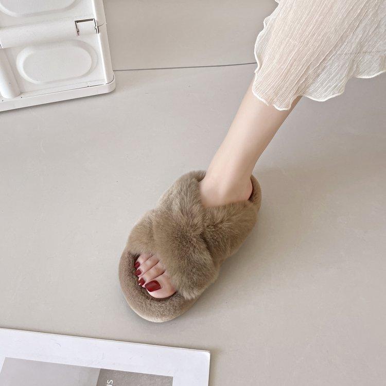 Искусственный мех, толстая подошва, шерстяные тапочки, женская верхняя одежда, мягкие хлопковые тапочки, каблук увеличивается, повседневная, удобная, модная, плюшевая женская обувь