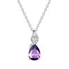 Diamond Necklace K14 White Gold Lab Grown Diamond February Birthstone Natural Stone Amethyst Drop Pendant Silver Chain Day Christmas Birthday