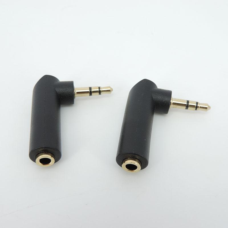 Gold Plated 3.5 Jack Right Angle Male Female To 3.5mm 3/4Pole Male Audio Connector Stereo Plug L Shape Jack Adapter 1pcs