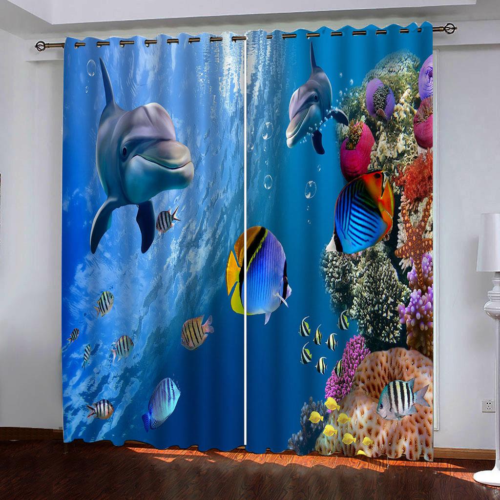 3D цифровая печать детская комната подводный мир Дельфин солнцезащитные шторы для гостиной спальни домашний декор кухонные шторы