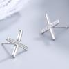 Серьги-гвоздики из стерлингового серебра S925 с бриллиантами в форме буквы X, модные серьги в корейском стиле