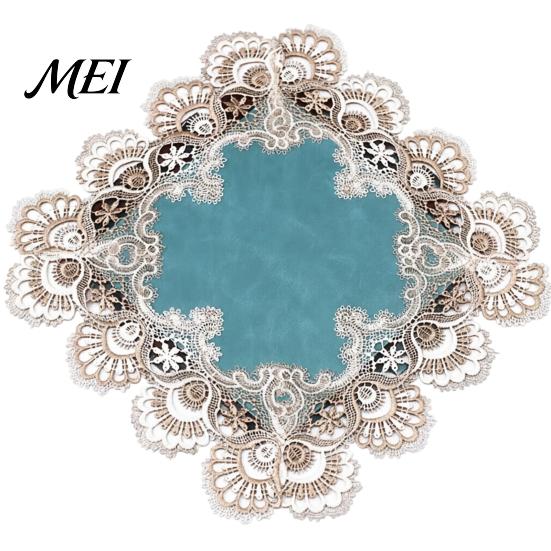 Nightstand Protector Square Lace Cover, Vintage Style Side Table Waterproof Bedside Heat Insulation Mat for Coffee Spill Resistant Cover