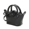 Longchamp Le Pliage Cuir Мини Сумка-Пельмень Женская Сумка на Плечо Черная 10099757001