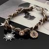 Sunflower plush button necklace autumn winter merard brown vintage choker niche collarbone chain tide