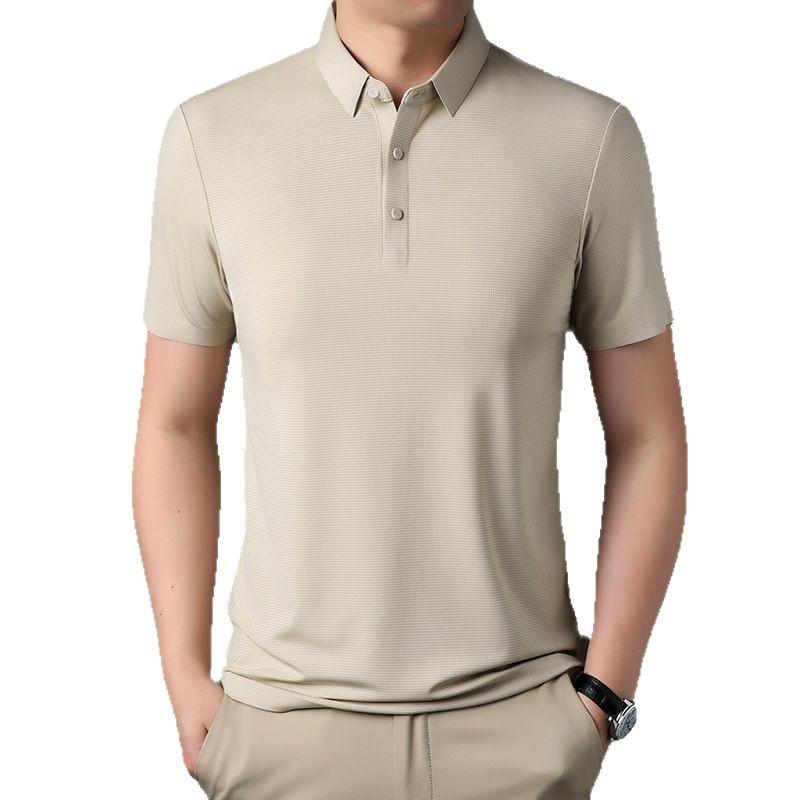 Мужская футболка с лацканами, с коротким рукавом, средней длины и зеленая, повседневная, мужской бесшовный топ, рубашка-поло