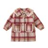 Girls' 2025 Mid-Length Plaid Wool Coat - Thickened for Autumn/Winter Warmth
