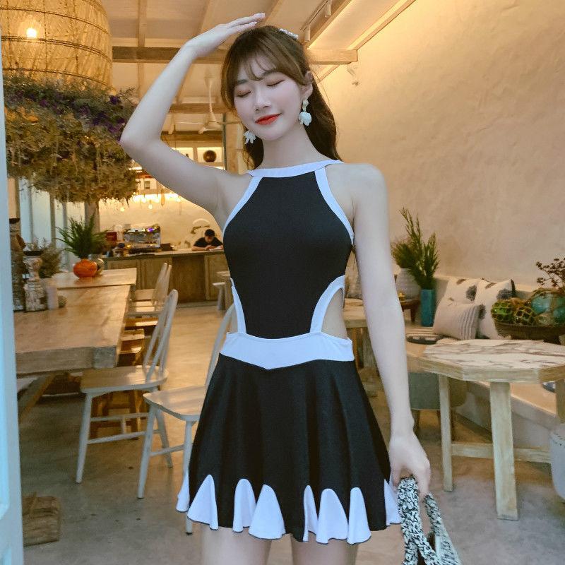 Купальник, женская цельная юбка, закрывающая живот, тонкая и маленькая грудь, корейская цельная юбка, женский купальник, сексуальный и сладкий