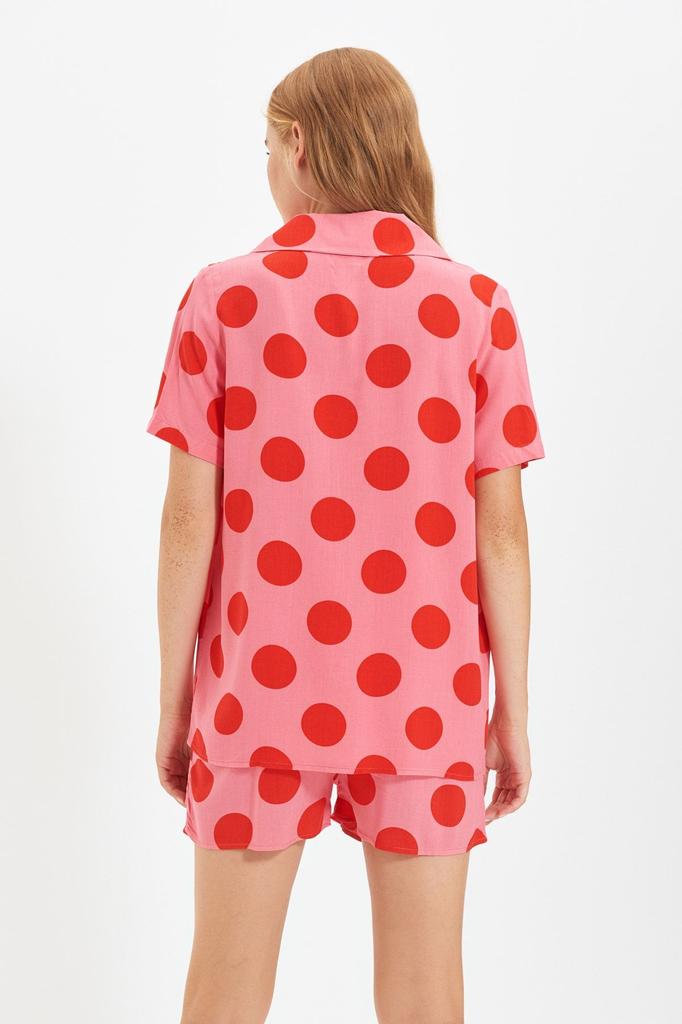 Women's Fashion Fuchsia Polka Dot Viscose Woven Pajama Set