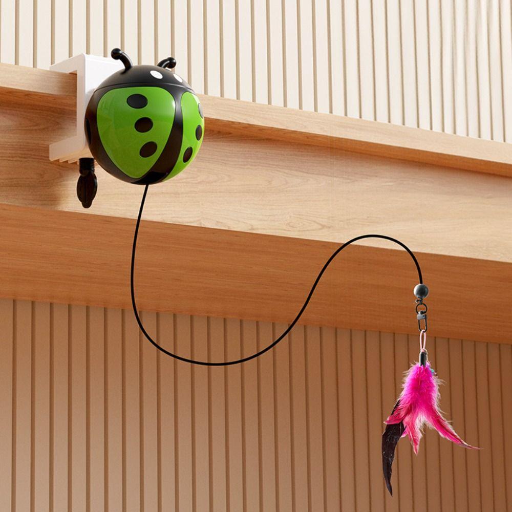 Retractable Kitten Teasing Toy Ladybug Interactive Cat Toy Indoor Playing