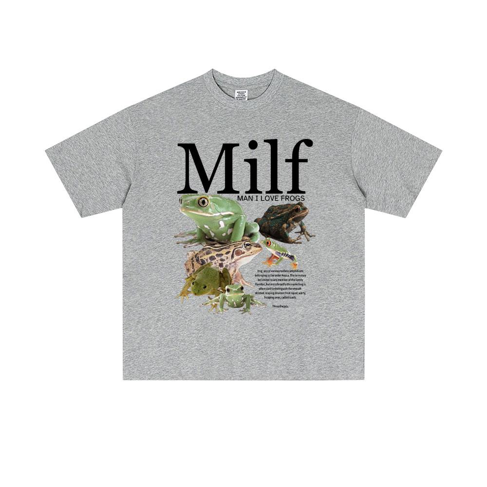 MILF Man I Love Frogs Funny Frog Amphibian Lovers Meme T Shirt Men Women Casual Cotton Vintage Short Sleeve Oversized Tshirts