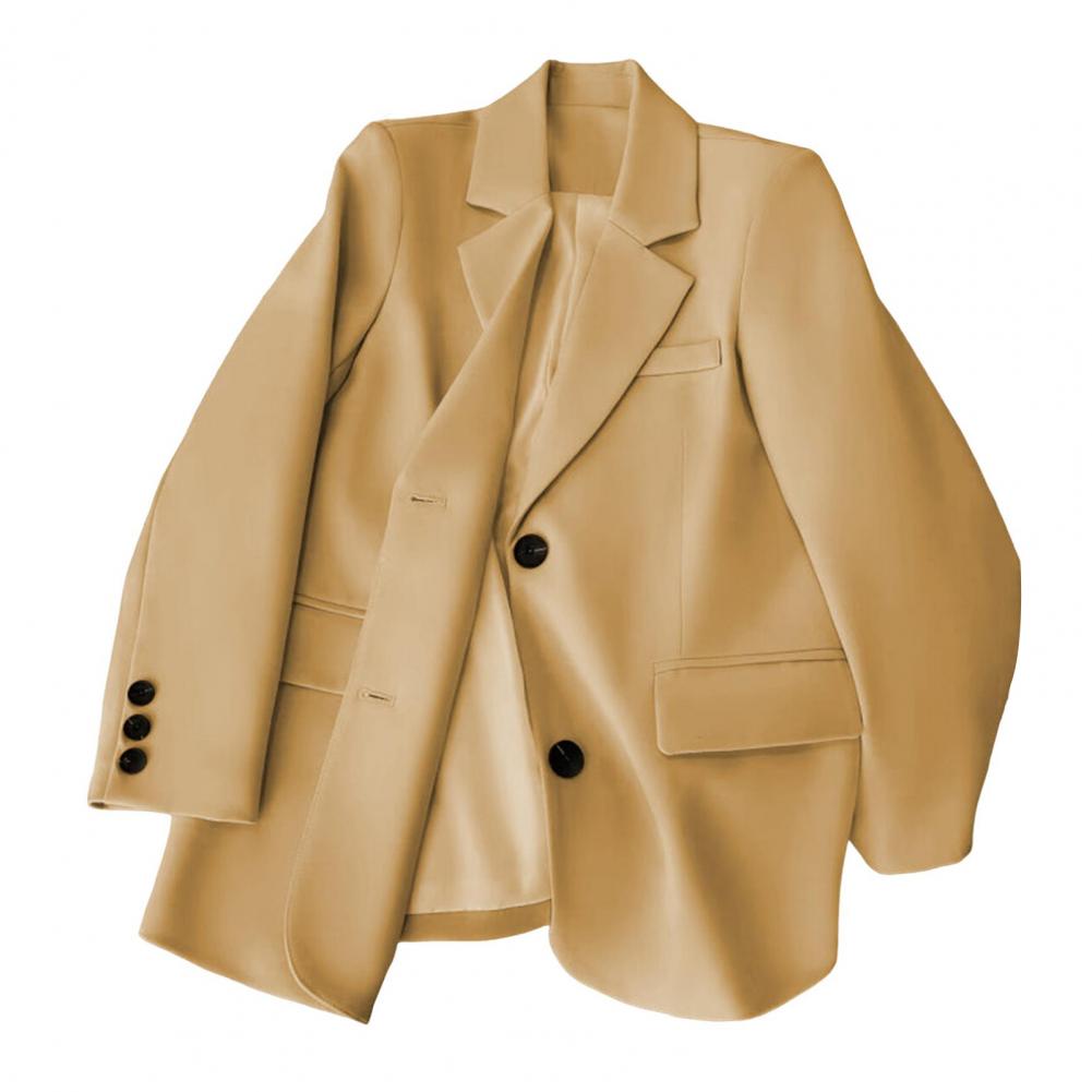 Women Suit Coat Lapel Long Sleeve Flap Pockets Suit Jacket Single Breasted Back Slit Design Solid Color Business Outwear