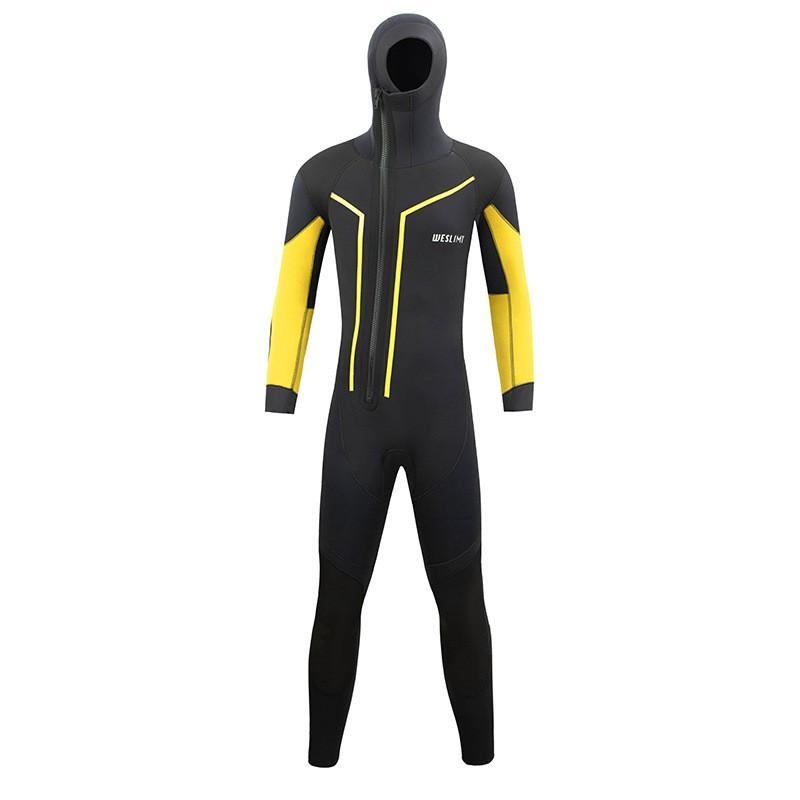 5mm Thick Front-Zip Full Wetsuit With Hood Scuba Diving Freediving Surfing Snorkeling