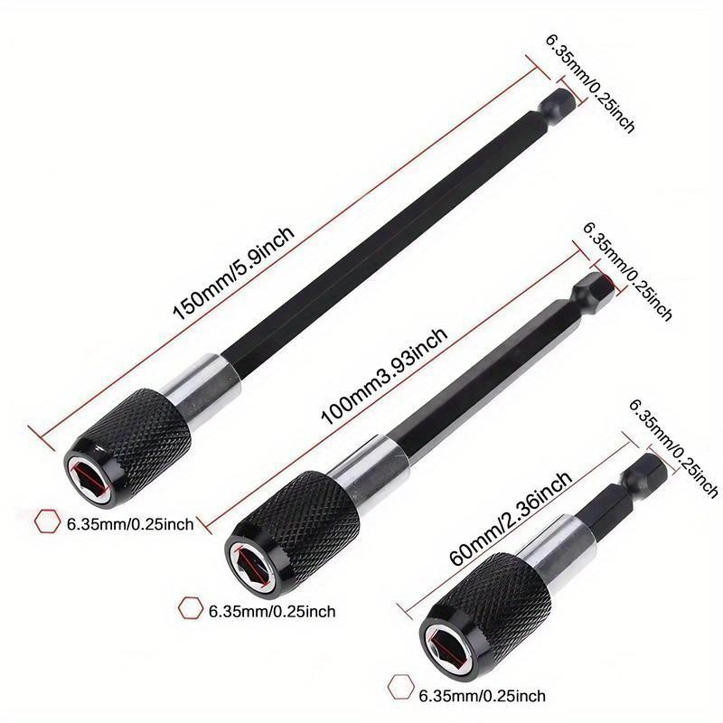 Набор магнитных удлинителей для сверл, быстросъемный и универсальный держатель для бит для ударной дрели с электромотором, прочные и профессиональные аксессуары для электроинструментов