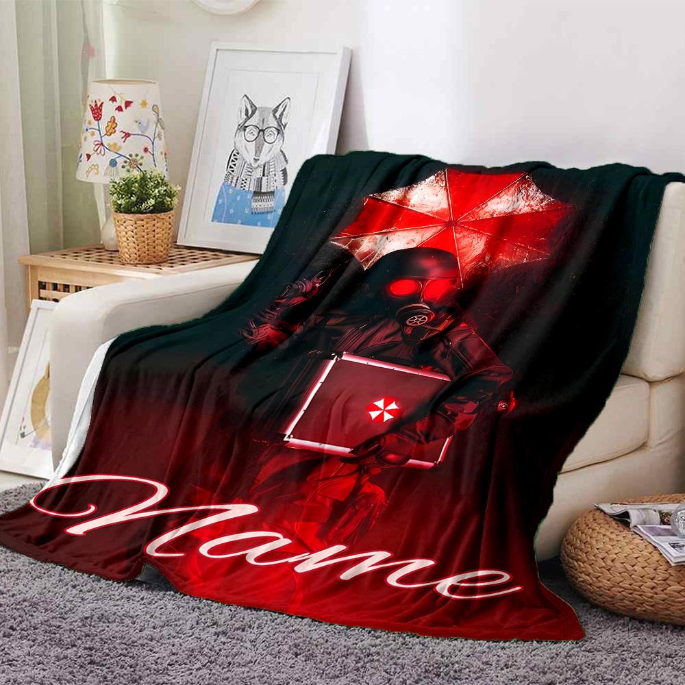 Customiz Name Personality resident Evil Blanket Soft &Warm Sofa Office Bed Travel Lunch Break Blanket, Gift Suitable All Seasons