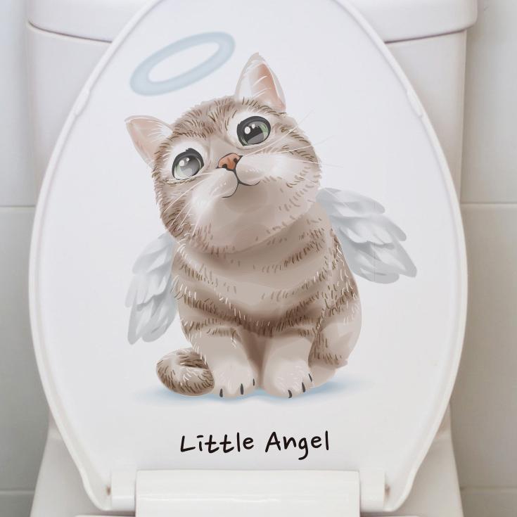 Cute Animal Wall Decals Creative Dog and Cat Cartoon Stickers for Waterproof Bathroom Toilet Seat