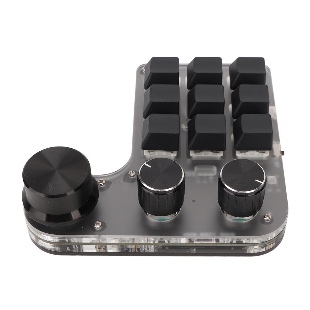 Programmable Macro Keyboard 9 Keys 3 Knobs USB Bluetooth Connection OSU Gaming Keyboard for Office Music Media
