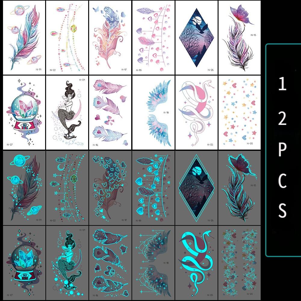 Luminous Temporary Tattoos Stickers UV Glow Fluorescent in the Dark For Body Face Tattoo Stickers Party Accessorie Props