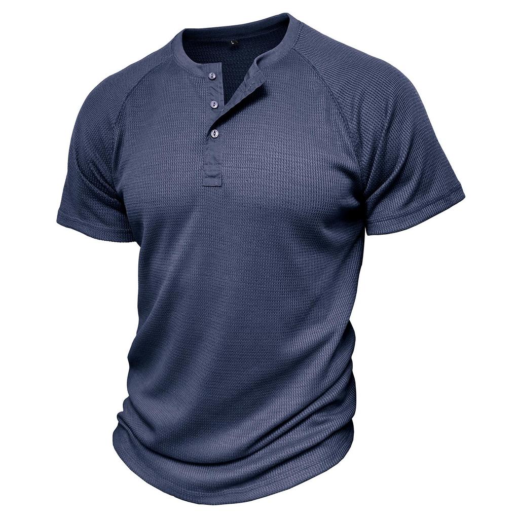 Мужские рубашки на пуговицах, вафельные футболки с короткими рукавами и круглым вырезом, летние пуловеры, повседневная праздничная повседневная одежда