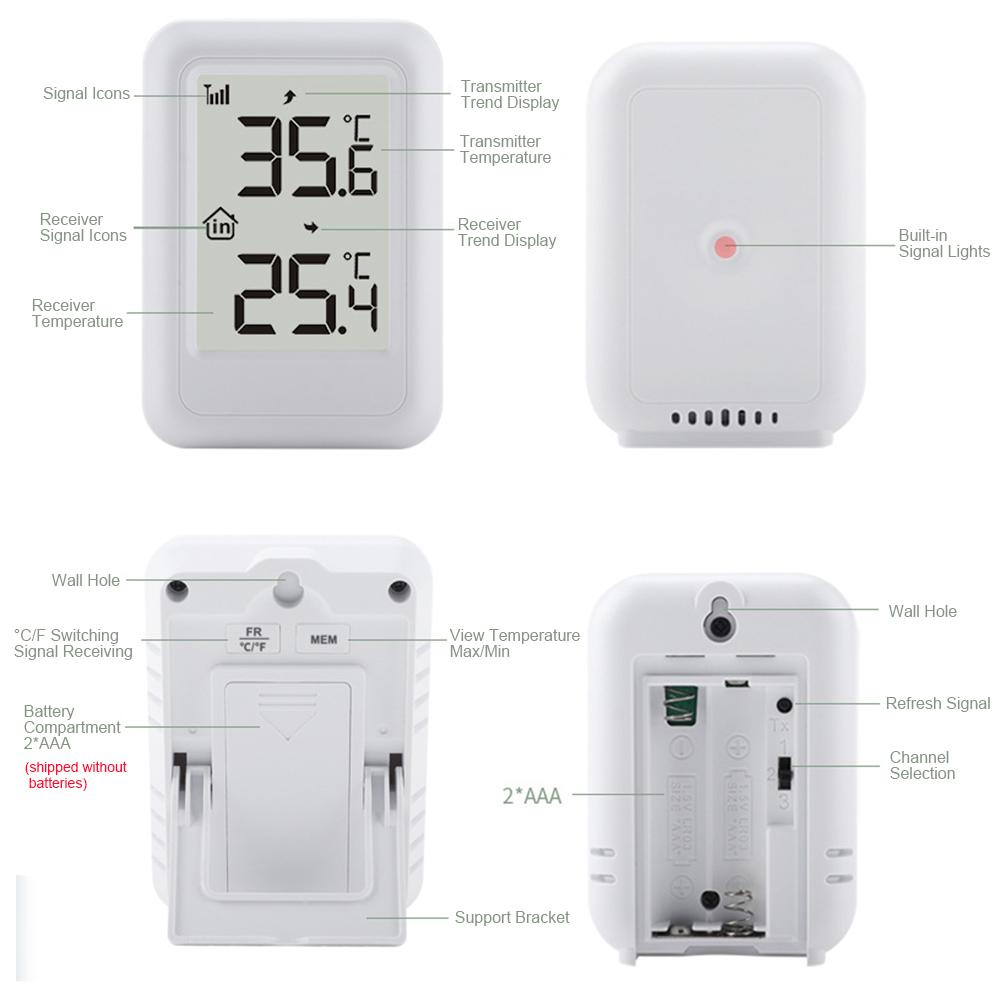 Digital Thermometer with Hanging Hole Temperature Humidity Meter with Support Frame Indoor Outdoor Thermometer for Patio House