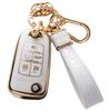 Чехол для автомобильного ключа с золотым краем и узором из камня с подвеской-брелком