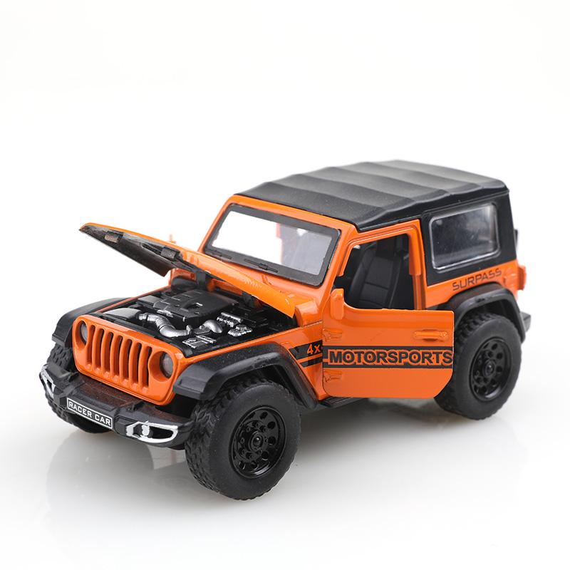 (Упакованный) Игрушечный автомобиль Jeep Wrangler Четырехдверный Внедорожник, Масштаб 1/36, С механизмом обратного хода, Литой Металл, Игрушка для Мальчика, Мощный Механизм Обратного Хода.