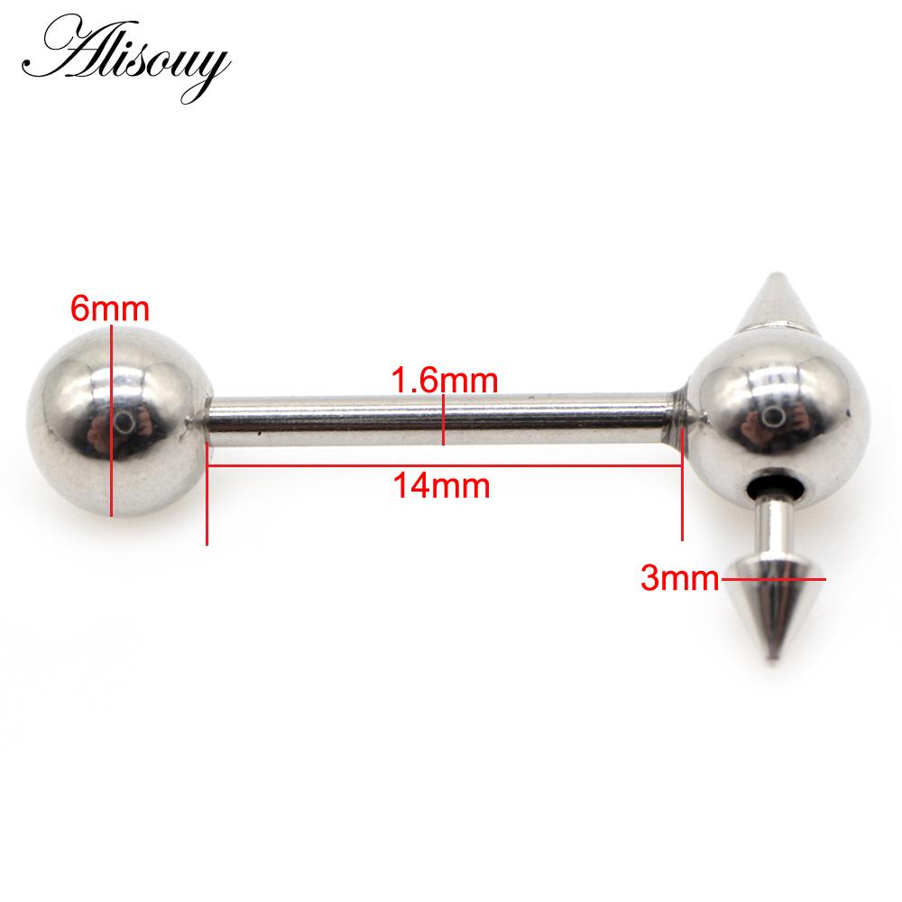 Alisouy 1 шт. скользящий конусный шар из нержавеющей стали штанга для пирсинга языка нить унисекс 14 г губные кольца для губ ювелирные изделия для тела