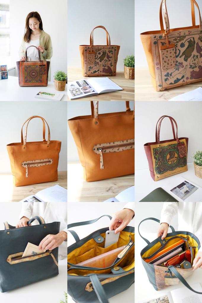 Dakota Tote Genuine Cat Bag, Leather, Large, Pattern, Women's, DA-1034090-86