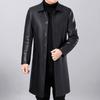 New Winter and Autumn Men's Warm Thick Long Leather Jacket Pu Leather Lapel Windbreaker