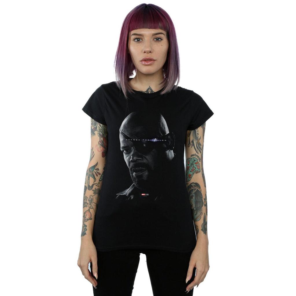 Marvel Womens/Ladies Avengers Endgame Avenge The Fallen Nick Fury Cotton T-Shirt