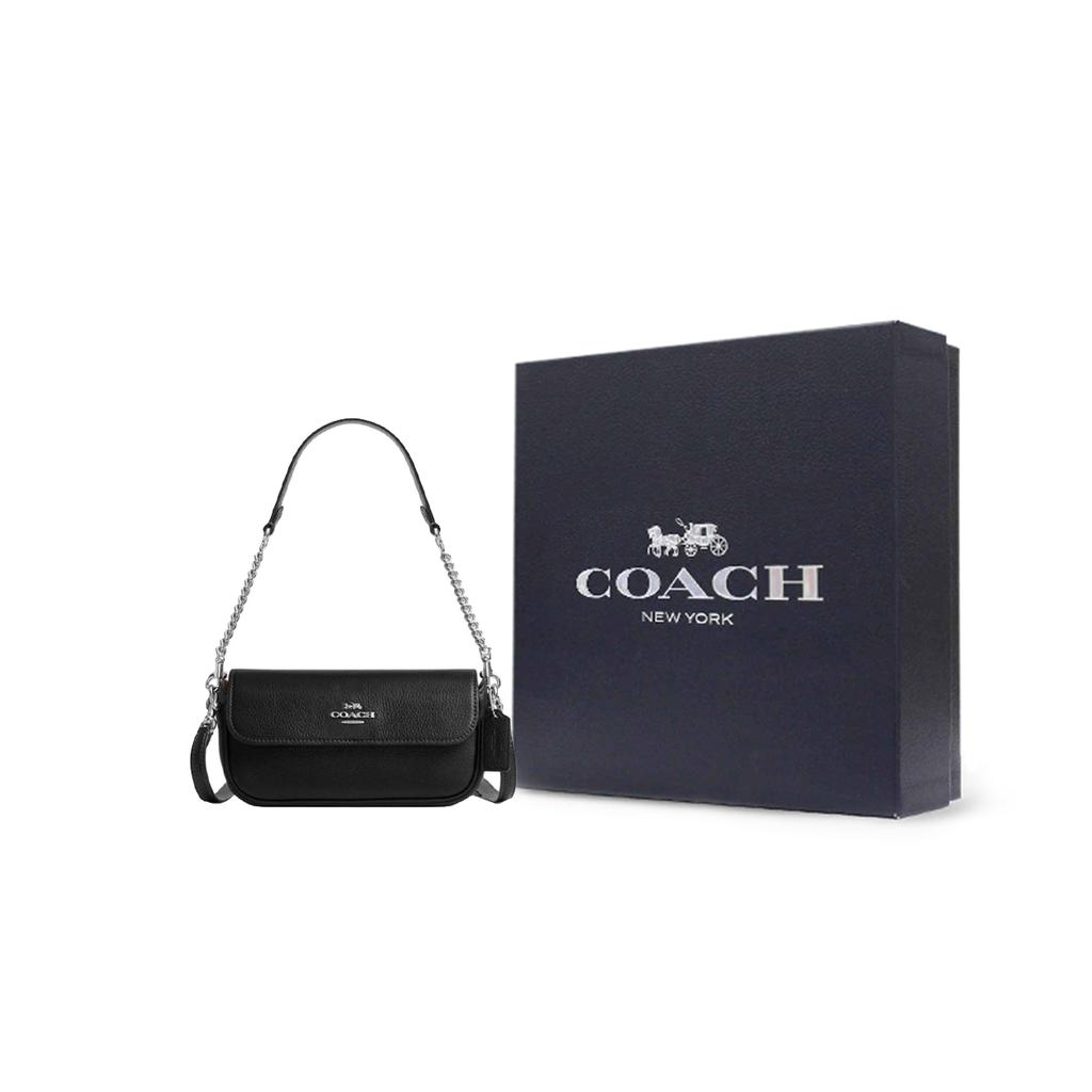 New COACH Hailey Cow Leather Crossbody Handbag, Shoulder Bag Trumpets Women's Black CAN72-SVBK