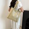Women's Woven Straw Beach Solid Color Tote Bag Lightweight Open Top with Tassel Charm for Vacation & Seaside Shoulder Bag