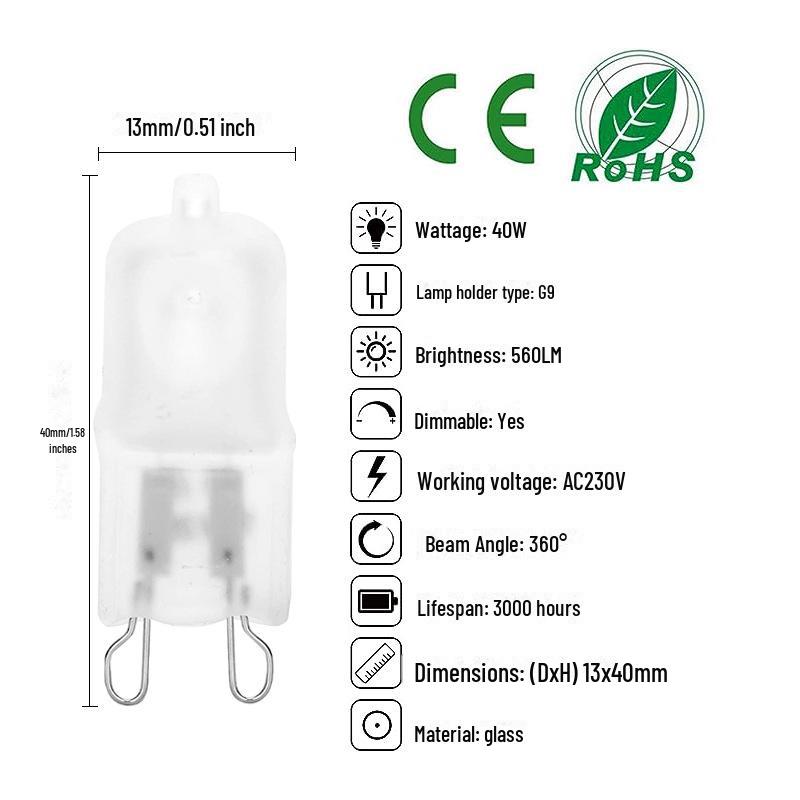 Галогенные лампы G4/G5.3 для ароматерапевтических ламп, 220 В/12 В, 20 Вт/35 Вт, двухконтактная хрустальная лампочка
