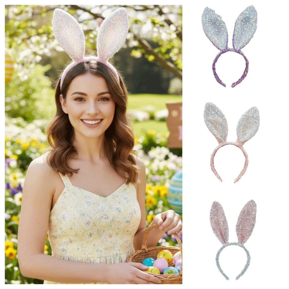 Cartoon Bunny Ears Headband Sequin Rabbit Ear Hairband Cute Easter Bunny Headband Girl