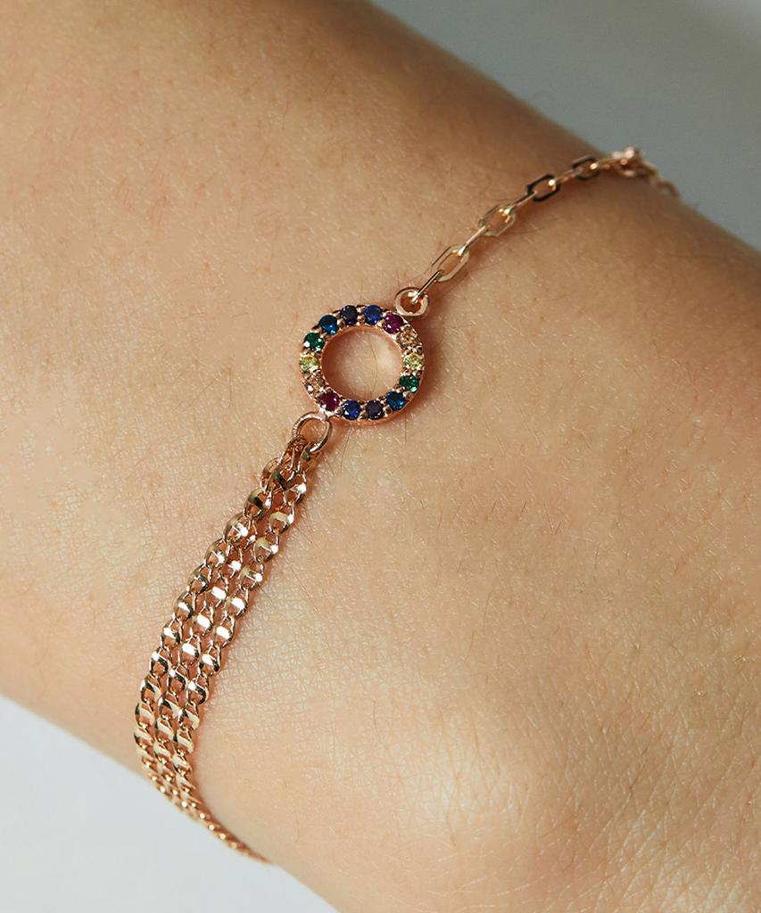 Helene Jewelry 14K Bloom Cubic Ring Style Layered Chain Gold Bracelet