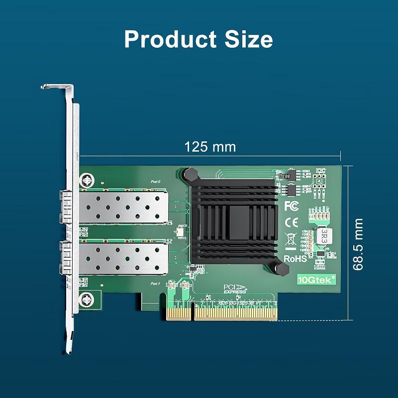 Wanzhaotong Dual-Port 10 Gigabit Fiber Server Network Card (CN version)