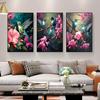 Modern Glam Frameless Hummingbird Bird Animal Print Wall Hanging Decor Pink Flowers for Living Room, Wall Decor, No Frame
