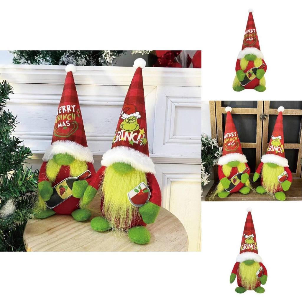 Праздничный зеленый пушистый монстр плюшевая кукла Санта Клауса украшение на Рождество в американском стиле