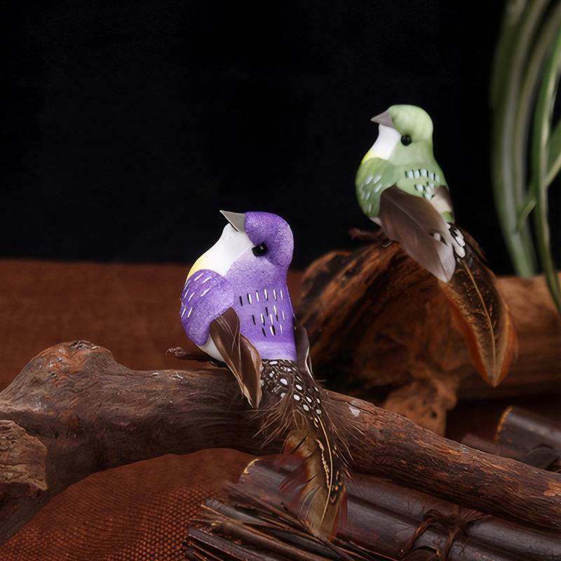 Искусственные птицы 12 шт. Украшения для рождественской елки с перьевым хвостом Реалистичные птицы на клипсах Орнаменты для наружного сада, патио, дерева