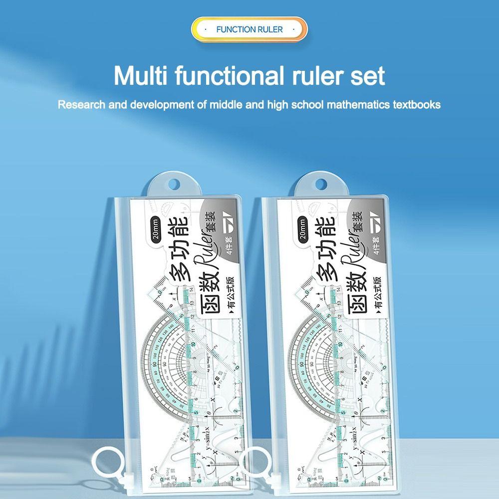 4 шт. Наборы по математике Чертежный набор Многофункциональный набор Линейка Портативная треугольная линейка Студент