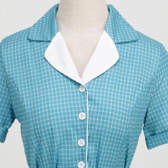 Женское вечернее платье в стиле ретро, ​​однобортное трапециевидное платье с большим отложным воротником, V-образным вырезом и клетчатым принтом, с высоким поясом и узкой талией, женское платье миди для выпускного вечера