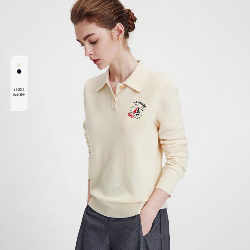 Navigare Женский вязаный свитер поло из 100% шерсти
