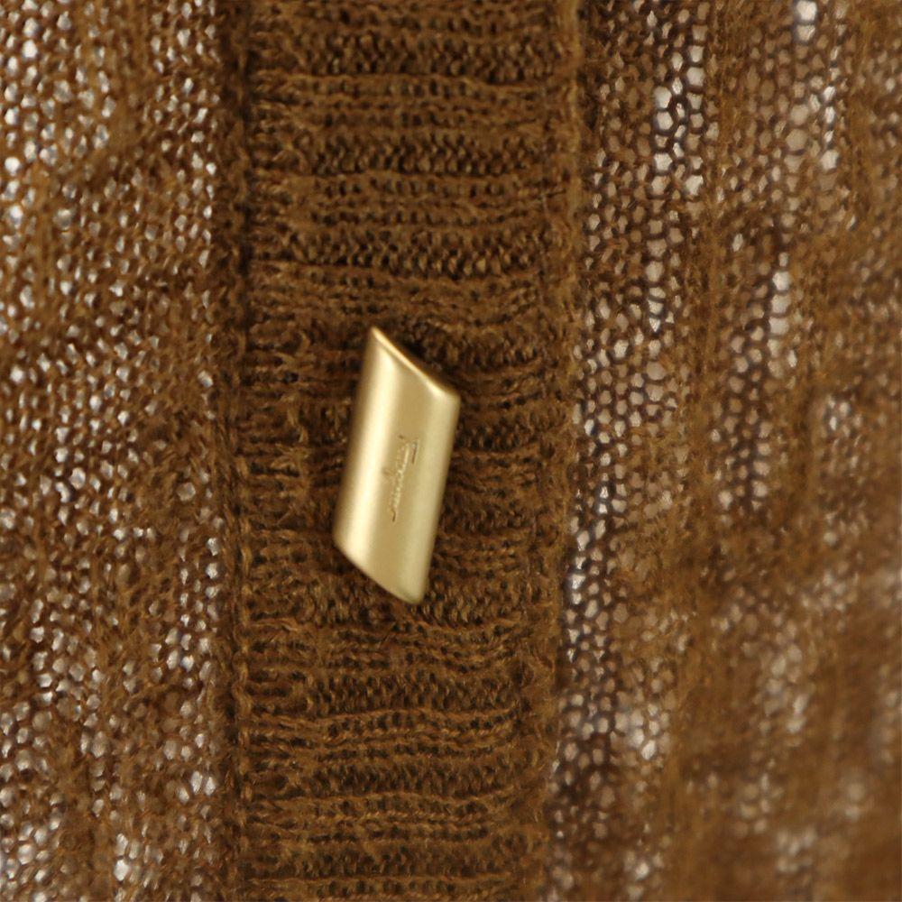 Salvatore Ferragamo Льняной кардиган с V-образным вырезом и длинными рукавами M Коричневый Женский Б/у