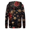 Женская модная повседневная рождественская печатная толстовка на осень и зиму с длинным рукавом и карманом, кардиган, куртка с капюшоном на молнии, пальто