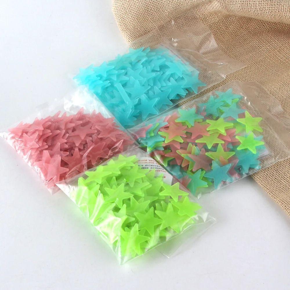 100Pcs/Set Glow In The Dark Luminous Wall Stickers DIY Wall Art Stickers  Kids Baby Room Decoration