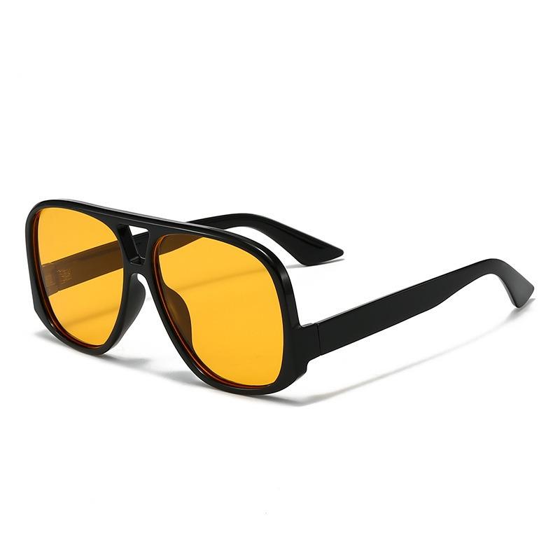 New Cool Colored Double Beam Sunglasses Fashion Women'S Oval Eyeglasses Men Outdoor Sunshade Shades Pilot Toad Shaped Eyewear