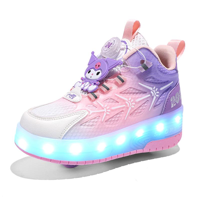 TUINANLE High Quality Skate Shoes for Kids LED Light Luminous Sneakers Children Two Wheels Shoes for Boys Girls with USB Charging