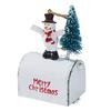 Christmas Mailbox Ornament Metal Mailbox Hanging Decoration with 3D Snowman Santa Elk Tree Figurine Iron Art Letter Box for Tree Home Decor